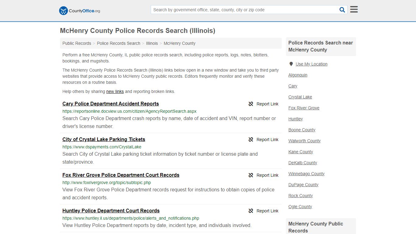 McHenry County Police Records Search (Illinois) - County Office